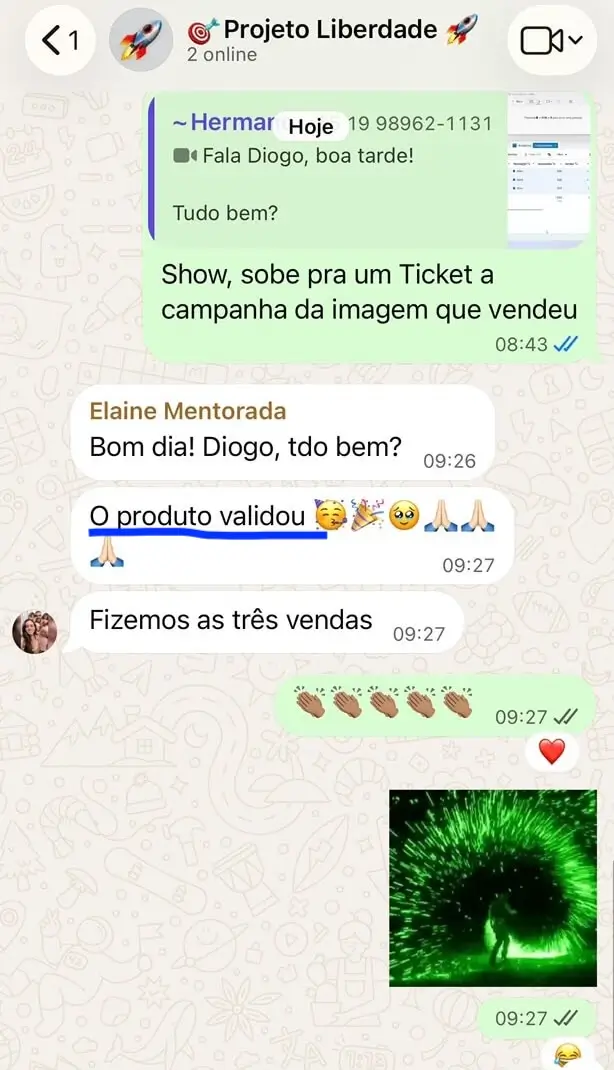 Conversa sobre produto e primeiras vendas